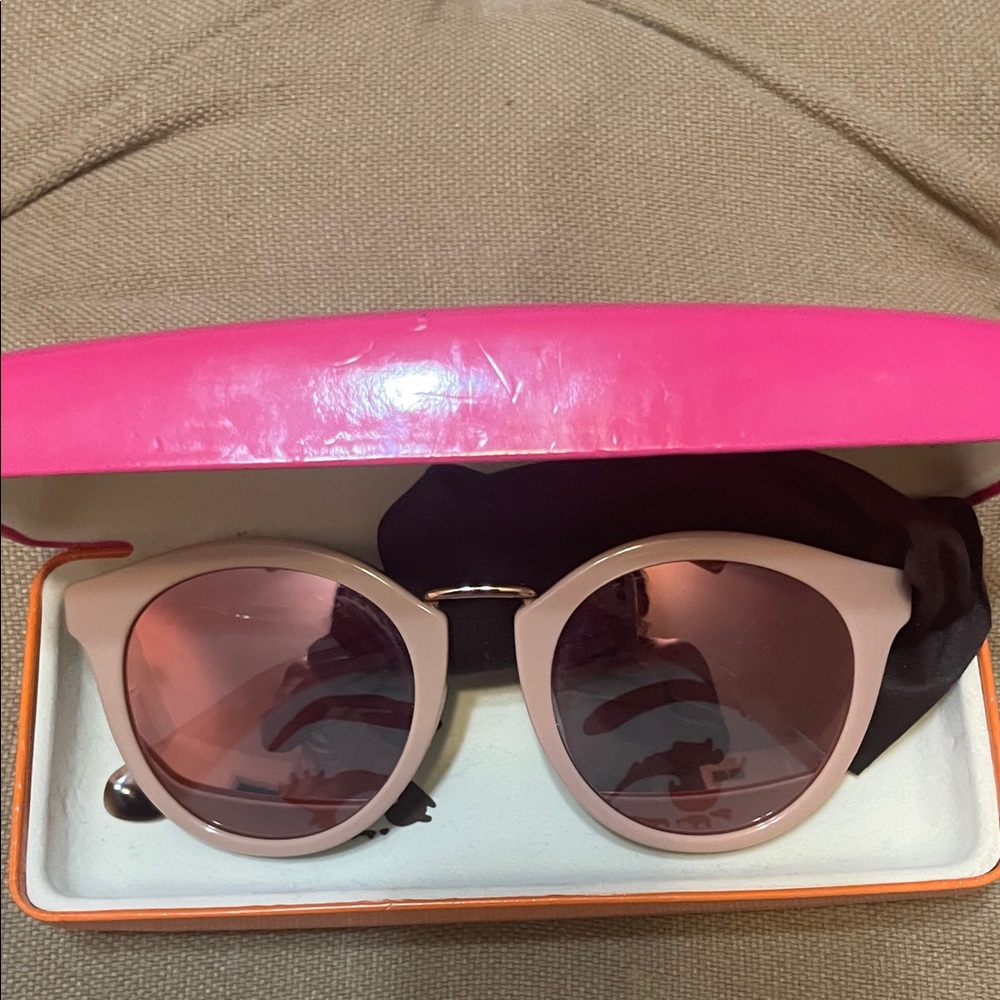 kate spade Pale Pink Round Sunglasses with Rose Lenses